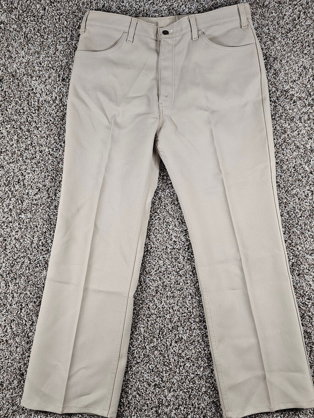 Vintage 1970s Levis Mens Sz 38x30 Flat Front Dress Pants Light Tan Beige